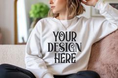White Gildan 18000 Sweatshirt Model Mockups Product Image 1