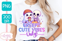 Creepy cute vibes only PNG, Cute Halloween shirt PNG Product Image 3