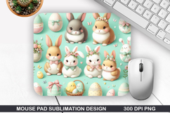 Bunny Mouse Pad Sublimation, Easter Bunny Mouse Pad PNG Product Image 1