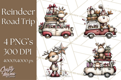 Homespun Christmas Reindeer Roadtrip PNG Clipart Product Image 1