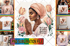 Whimsical TSHIRT Design PNG, Praying Woman Product Image 1