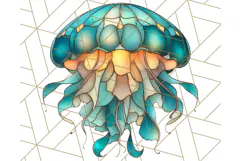 Stained Glass Sea Creatures PNG Clipart, Ocean Fantasy Product Image 3