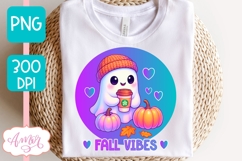 Fall vibes PNG design, Cute Ghost shirt sublimation PNG Product Image 4