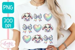 Cute Easter sublimation PNG, Coquette bunny PNG design Product Image 2