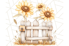 Rustic Sunflower Clipart, Soft Country Farmhouse Florals Png Product Image 3