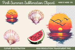 Pink Summer Sublimation Clipart PNG Product Image 1