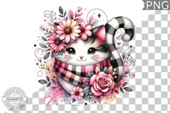 Cat With Flowers Sublimation - Clipart PNG Design Product Image 1