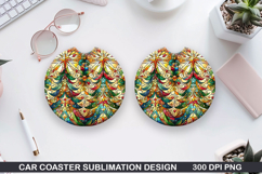 Christmas Tree Car Coaster Sublimation|Christmas Coaster PNG Product Image 1