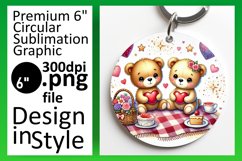 Bright Keychain Circle PNG Artwork , Valentine Bear Product Image 1