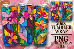 Tumbler Wrap: Vibrant Stained Glass Tree 20oz Product Image 1