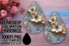 Whimsical Teardrop Design for Earrings Printing , 3D Flower Product Image 1