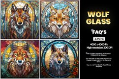 Wolf Stained Glass Square Coaster - 4 Variations Product Image 2
