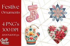 Christmas Ornaments Clipart PNG, Realistic Holiday Ornaments Product Image 1