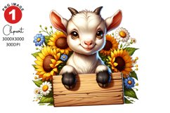 Goat Sunflower Spring Clipart Sublimation PNG Design Product Image 1
