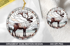 Cute Deer Stained Glass Ornament PNG, Digital Download File Product Image 1