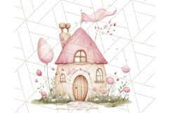 Pastel Pink Fairy Garden Clipart, Enchanted Cottagecore Png Product Image 3