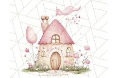 Pastel Pink Fairy Garden Clipart, Enchanted Cottagecore Png Product Image 3