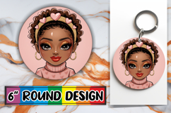 Cheerful Sublimation Circle Coasters, Afro Girl Product Image 1