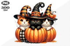 Halloween Cat And Pumpkin Sublimation - Clipart PNG Design Product Image 1
