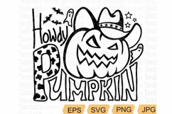 Halloween Cowboy SVG Howdy Halloween Pumpkin cowboy cut file Product Image 1