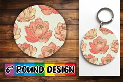 Cozy Round Keychain Magic, Flower Pattern Product Image 1