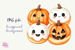 Donut PNG Halloween Ghost Cafe Clipart Sublimation Product Image 1