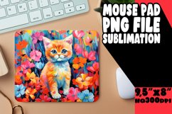 Cute Kitty Mouse Pad with Floral Design PNG Product Image 1