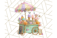 Pastel Halloween Town PNG Clipart, Spooky Shops &amp; Homes Png Product Image 3