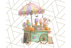 Pastel Halloween Town PNG Clipart, Spooky Shops & Homes Png Product Image 3