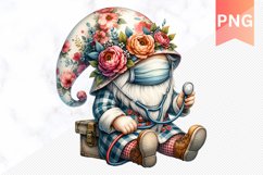 Floral Nurse Gnome Sublimation - Nurse Gnome Sublimation Product Image 1