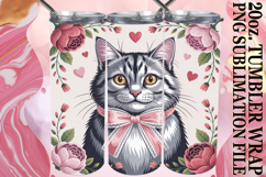 Blissful whispers 20oz tumbler wrap, Valentines Cat Product Image 1