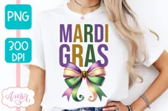 Mardi Gras PNG Sublimation design, Coquette Mardi gras shirt Product Image 4