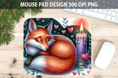 Watercolor Fox Mouse Pad Sublimation - Valentines PNG Product Image 1