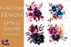 Gothic Floral PNG, Dark Aesthetic Flowers Clipart Print Product Image 1