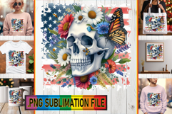 Dazzling TOTE BAG Gift Ideas PNG, Skull USA Product Image 1