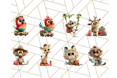 Cute Safari Animal Clipart with Jungle Accessories Png Product Image 3