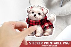 Christmas Dog Sticker| Christmas Sticker PNG Design Product Image 1