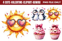 Cute Valentine Kawaii Clipart PNG Product Image 1