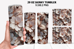 3D Flower Skinny Tumbler 20oz Wrap Design,Flowers Tumble PNG Product Image 1