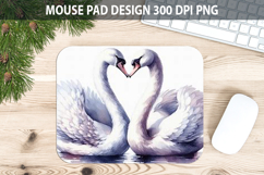 Watercolor Swans Mouse Pad Sublimation - Valentines PNG Product Image 1