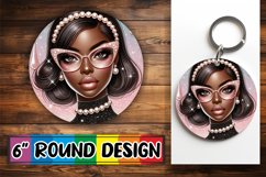 Timeless Keychain Round Style PNG, Afro Girl Product Image 1