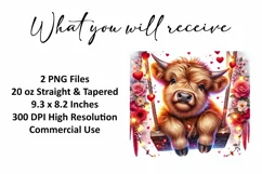 Valentine's Day Highlabnd Cow Tumbler Wrap Sublimation Desig Product Image 2