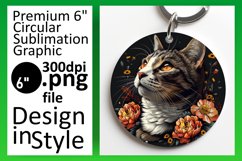Amusing Cat Joy Sublimation Circle Design Keychain Product Image 1