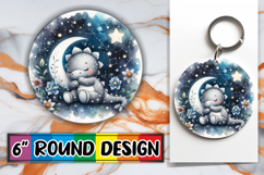 Sweet Circle Coasters Design PNG, Cute Dino Product Image 1