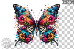 Vibrant Floral Butterfly Sublimation - Clipart PNG Design Product Image 1