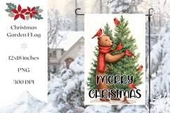Cartoon Christmas Bear Garden Flag Sublimation Product Image 1