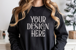 Christmas Gildan 18000 Black Crewneck Sweatshirt Mocku Product Image 1