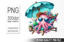 Summer Animals Clipart PNG Bundle, Watercolor Animals PNG Product Image 9