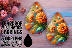 Vibrant Teardrop Design for Earrings , Flowers Product Image 1