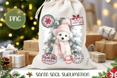 Cute Christmas Dog Santa Sack PNG, Kids Gift Bag Product Image 1